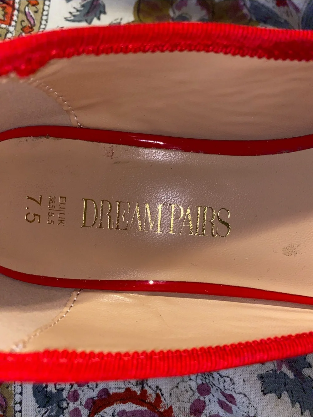 Dream Pairs Red Patent Ballet Flats with Bow and Low Heel